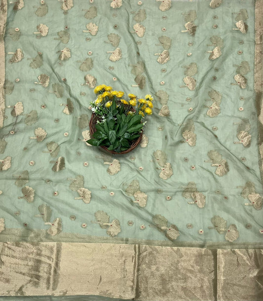 CKC 319 Brocade Banarasi Crepe Sea Green Suit Fabric / CKC Banarasi Edit