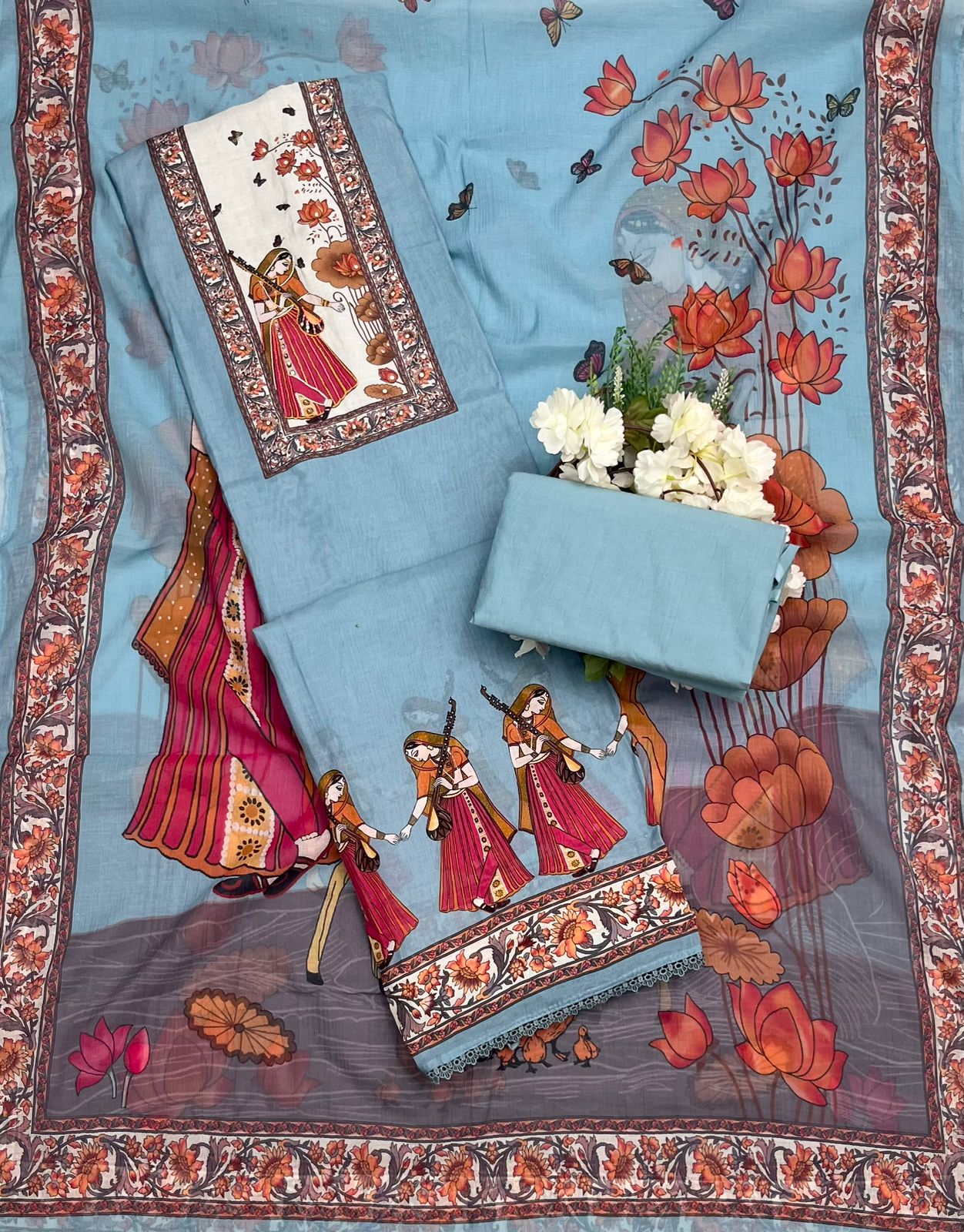 CKC 630 Mul Cotton Ice Blue Suit Fabric/ CKC Mul Cotton