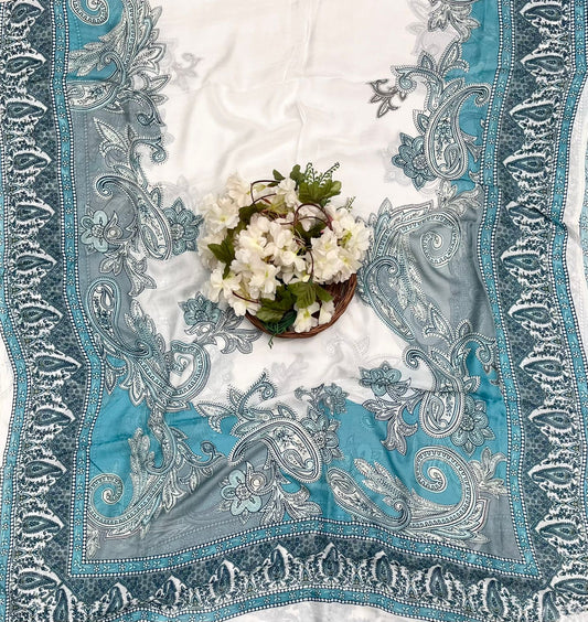 Ckc 671 Chinon Jacquard Sea Blue Suit Fabric / CKC Phoolon Ka Ghar