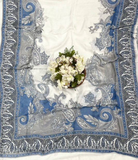 Ckc 673 Chinon Jacquard Blue Suit Fabric / CKC Phoolon Ka Ghar