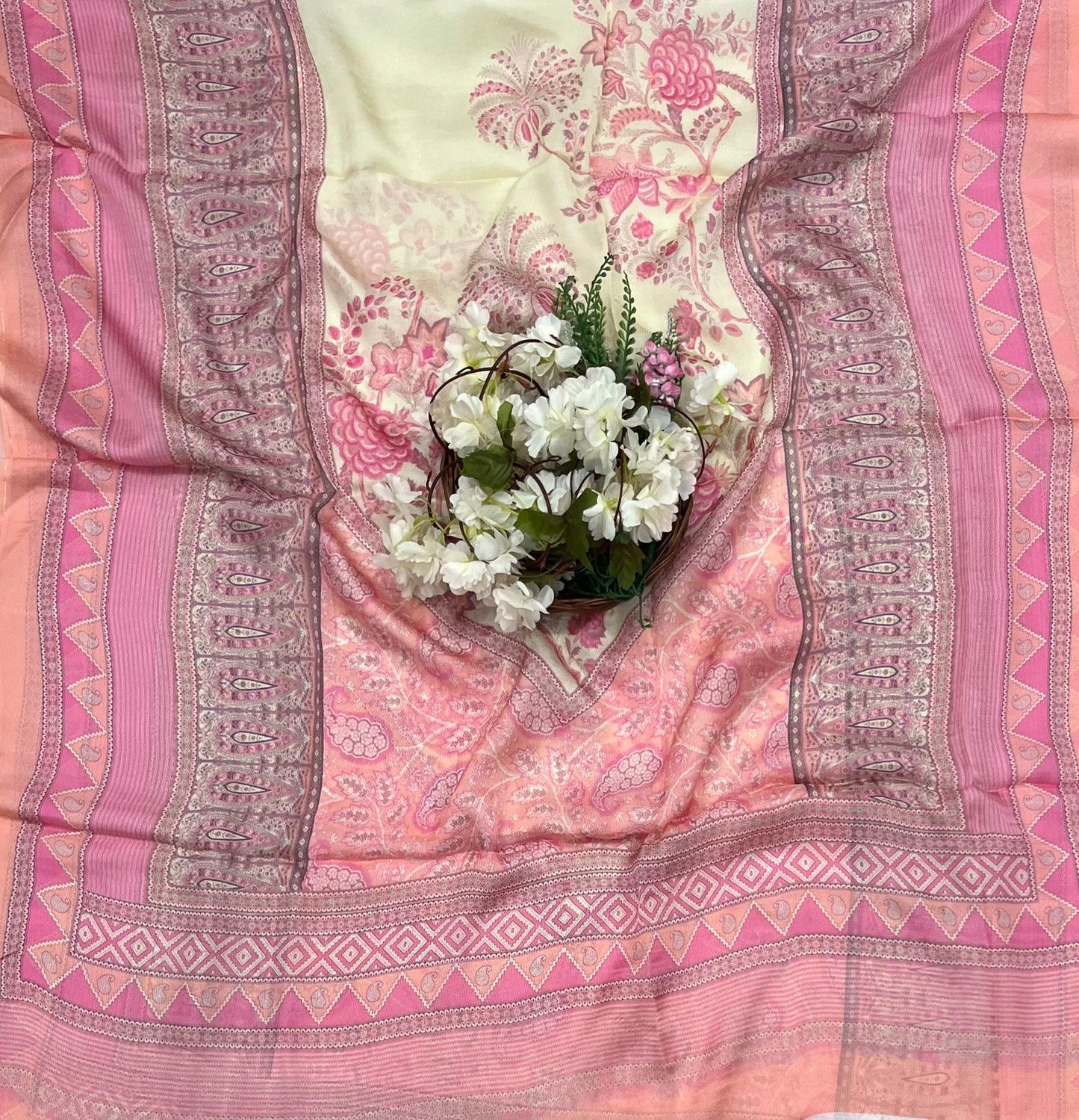 Ckc 30 Chinon Jacquard Peach Suit Fabric / CKC Phoolon Ka Ghar