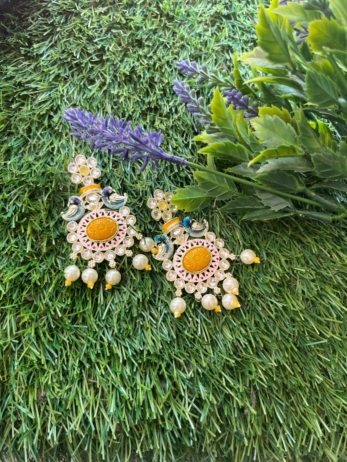 Kundan Yellow Earing Set /CKC Jewels