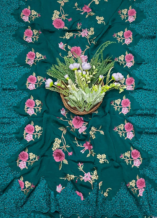923A Crepe Dark Peacock Green Suit Fabric / CKC Crepe Suits