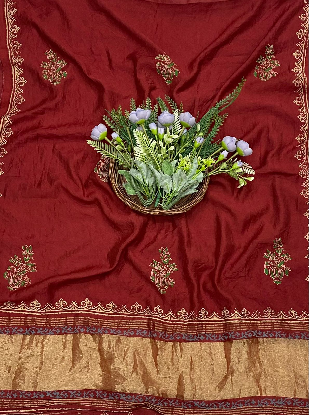 899A Cotton Mustard with Red Suit Fabric / CKC Cotton Bazaar