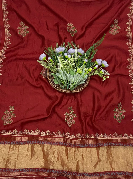 899A Cotton Mustard with Red Suit Fabric / CKC Cotton Bazaar