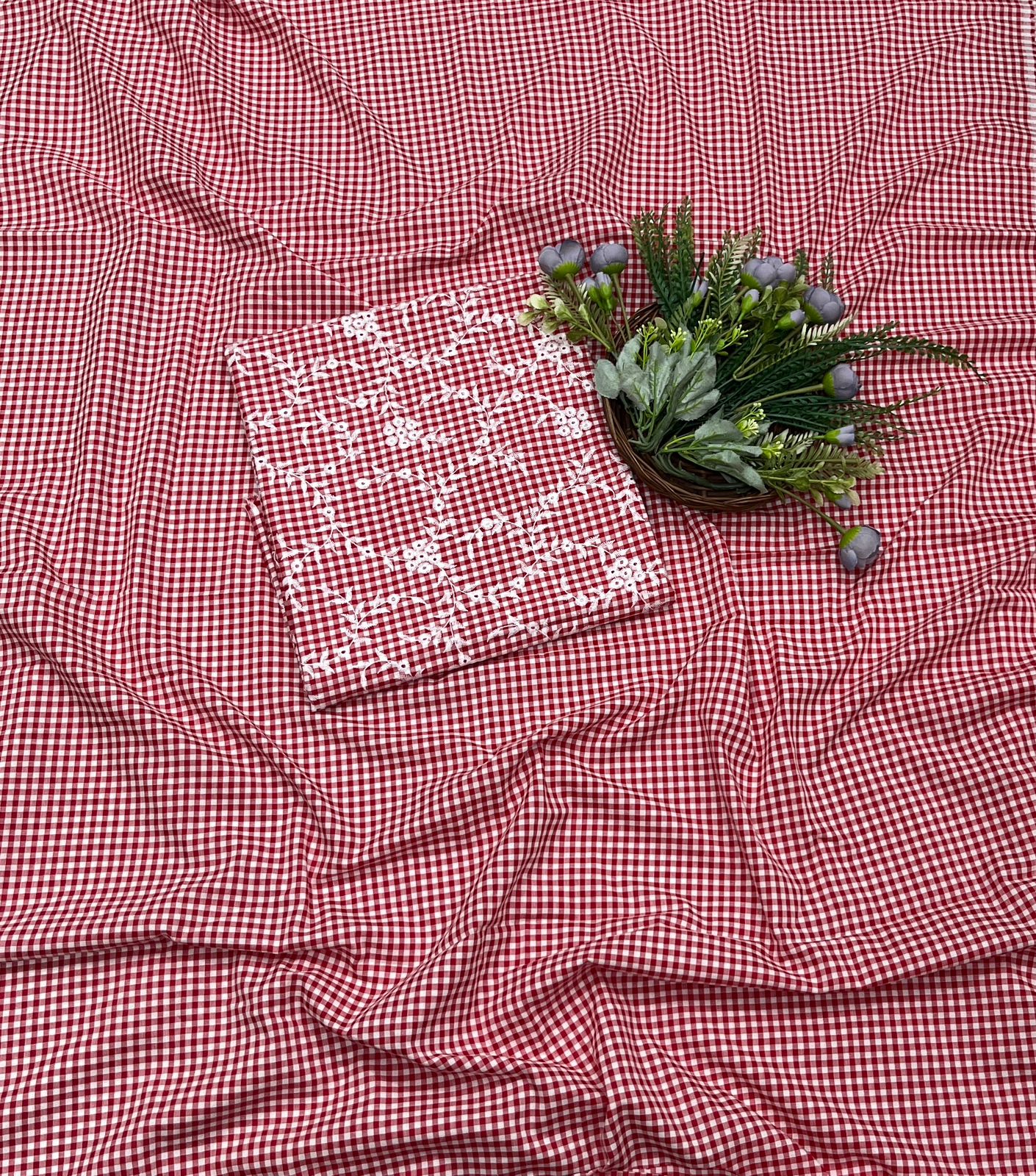 33B Cotton Red Color Suit Fabric / CKC Cotton Bazaar