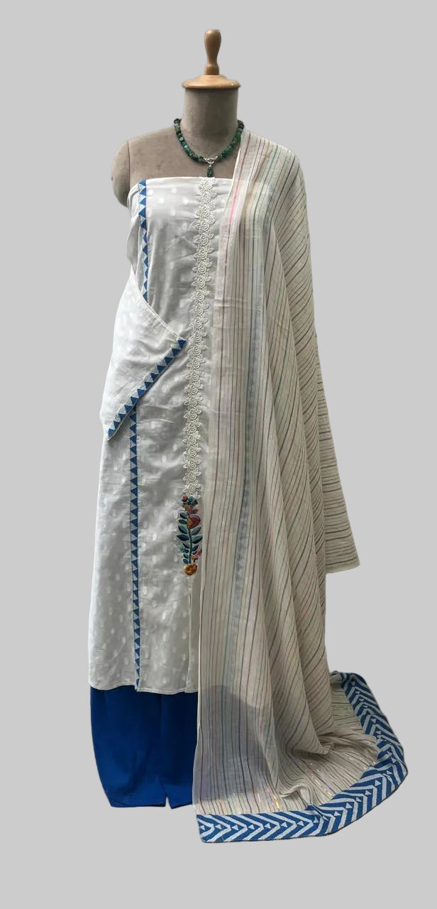 CKC 186B Cotton Blue With White Suit Fabric / CKC Cotton Bazaar