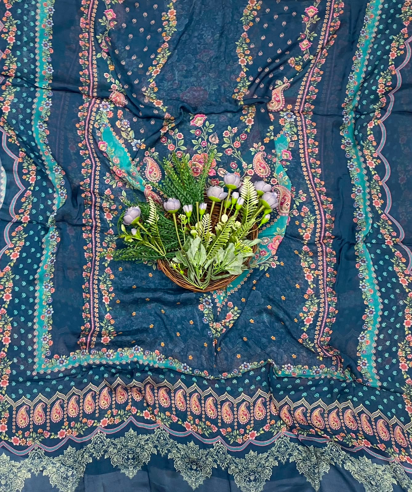 70C Crepe Teal Blue Suit Fabric / CKC Crepe Suits