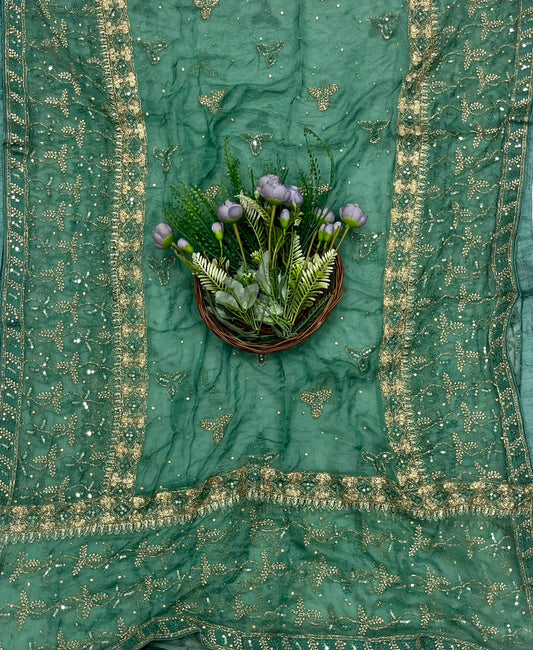 368C Silk Green Suit Fabric/ CKC Partywear Collection
