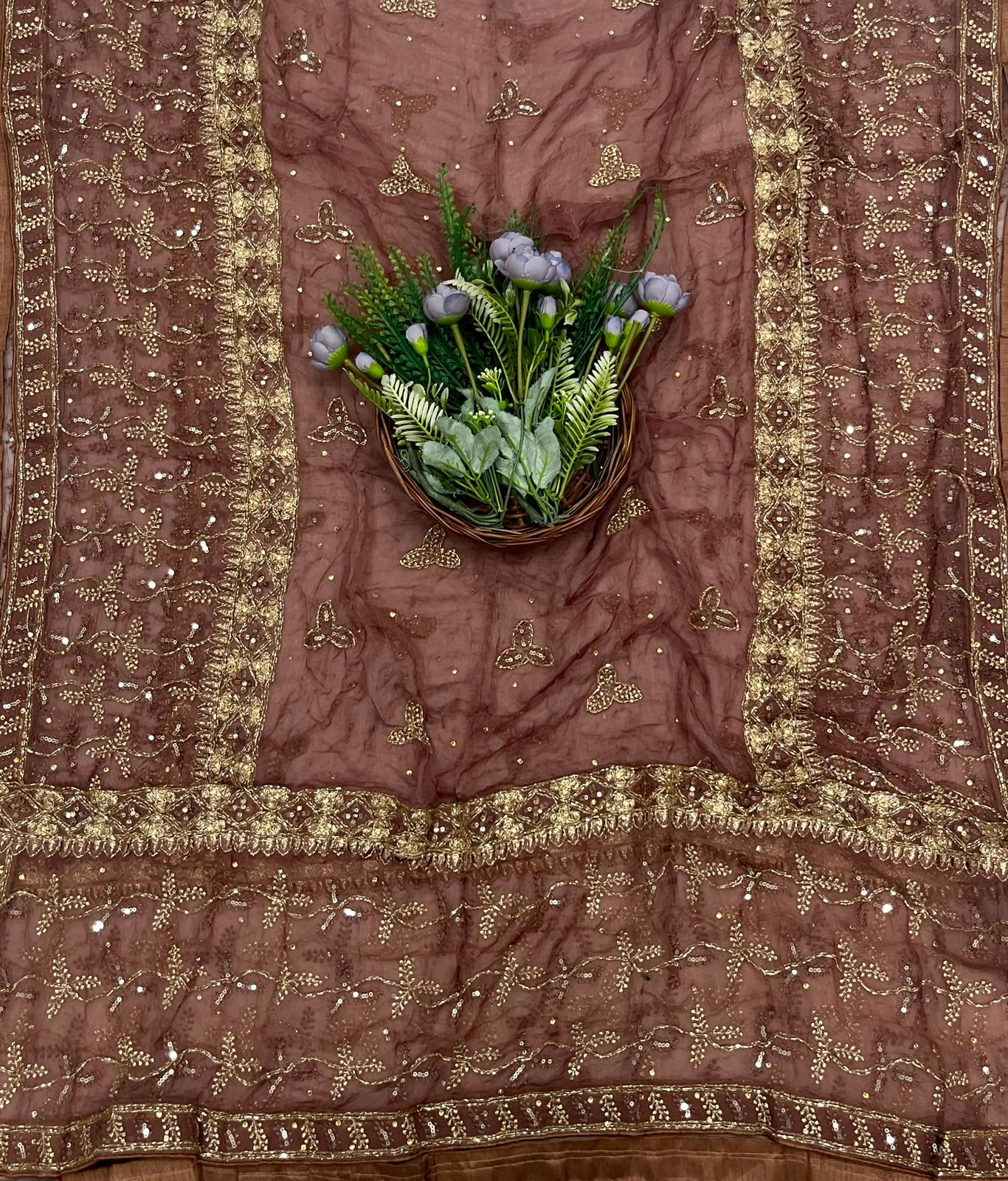 366C Silk Rust Brown Suit Fabric/ CKC Partywear Collection