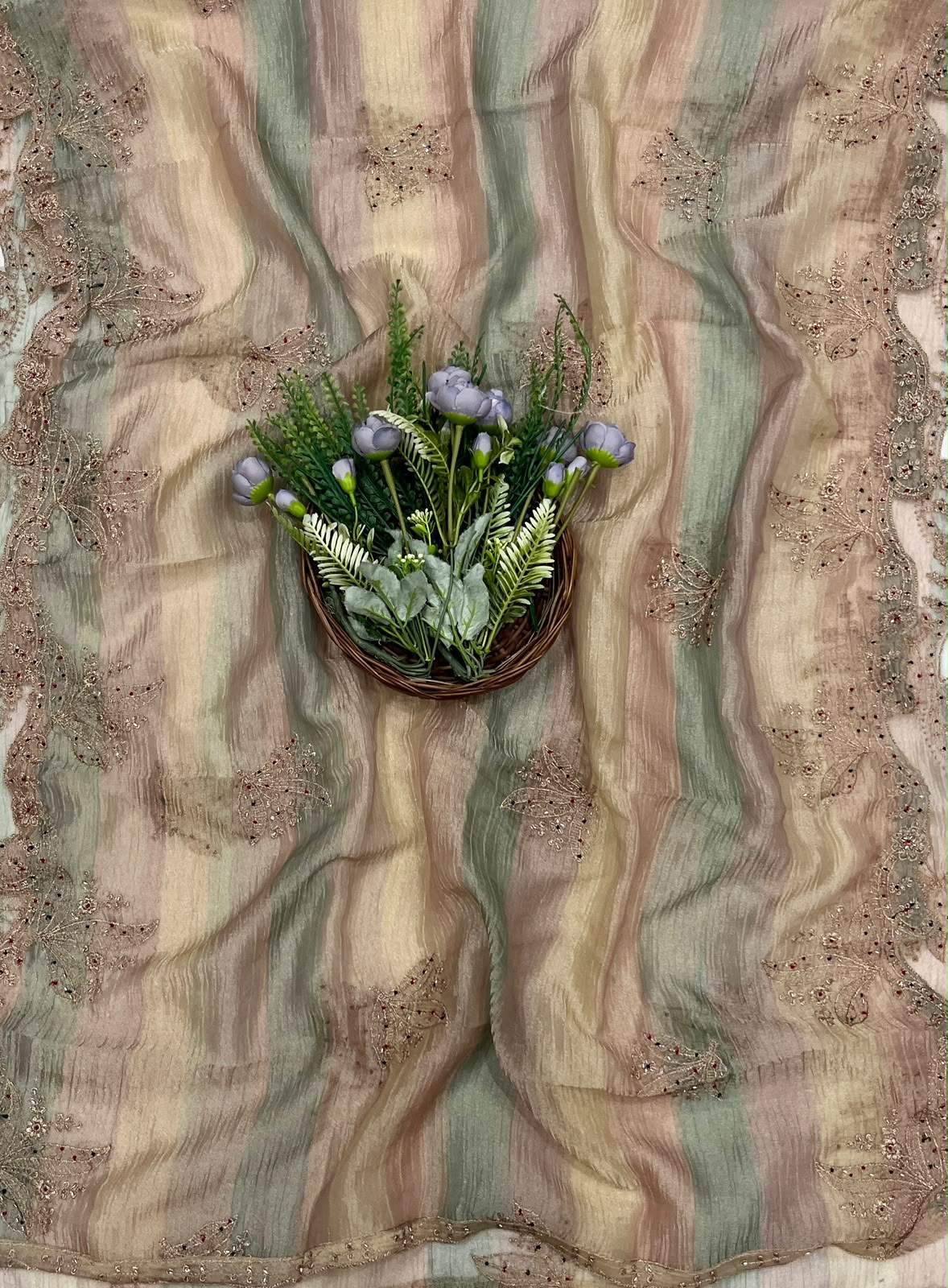 316C Crush Shimmer Dusty Skin Suit Fabric / CKC Banarasi Edit