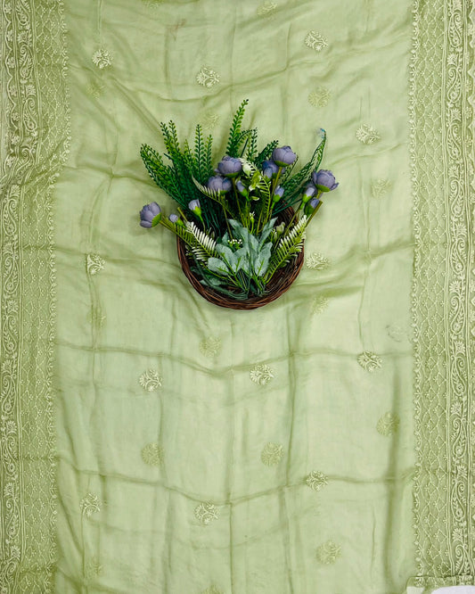 323C Lakhnavi Georgette Light Green Suit Fabric/ CKC Lakhnavi Suits