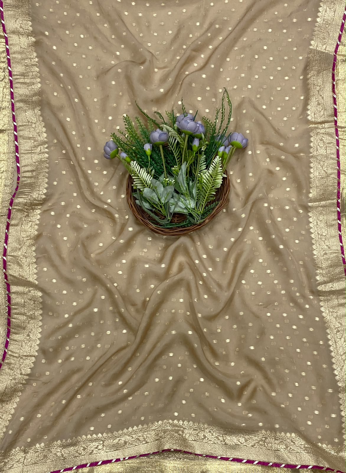 388C Chanderi Silk Dusty Beige Suit Fabric/ CKC Partywear Collection