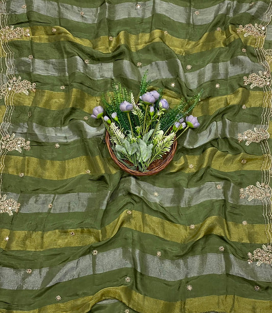 322C Shimmer Skin With Green Suit Fabric / CKC Banarasi Edit