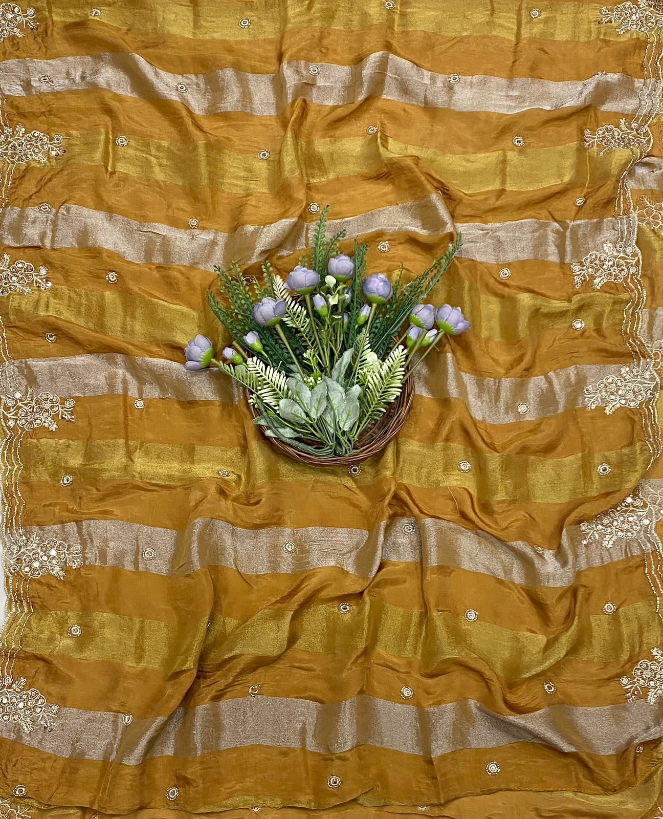321C Shimmer Skin With Yellow Suit Fabric / CKC Banarasi Edit