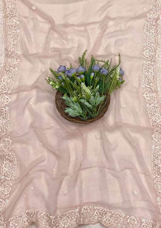 439C Lakhnavi Georgette Powder Pink Suit Fabric/ CKC Lakhnavi Suits