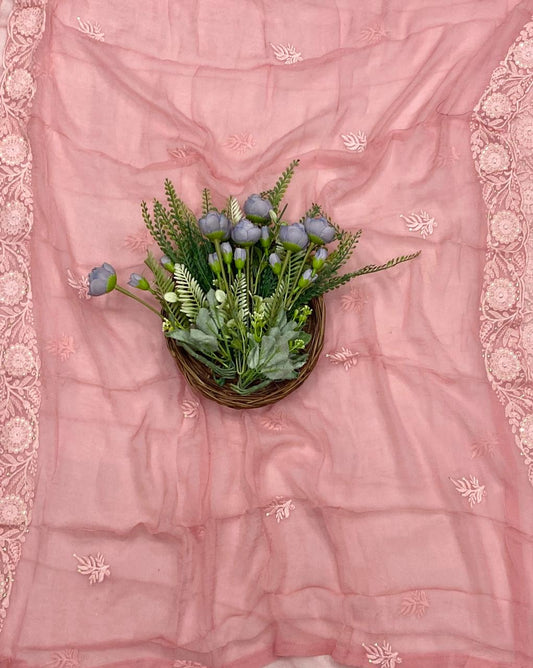 459C Lakhnavi Georgette Pink Suit Fabric/ CKC Lakhnavi Suits