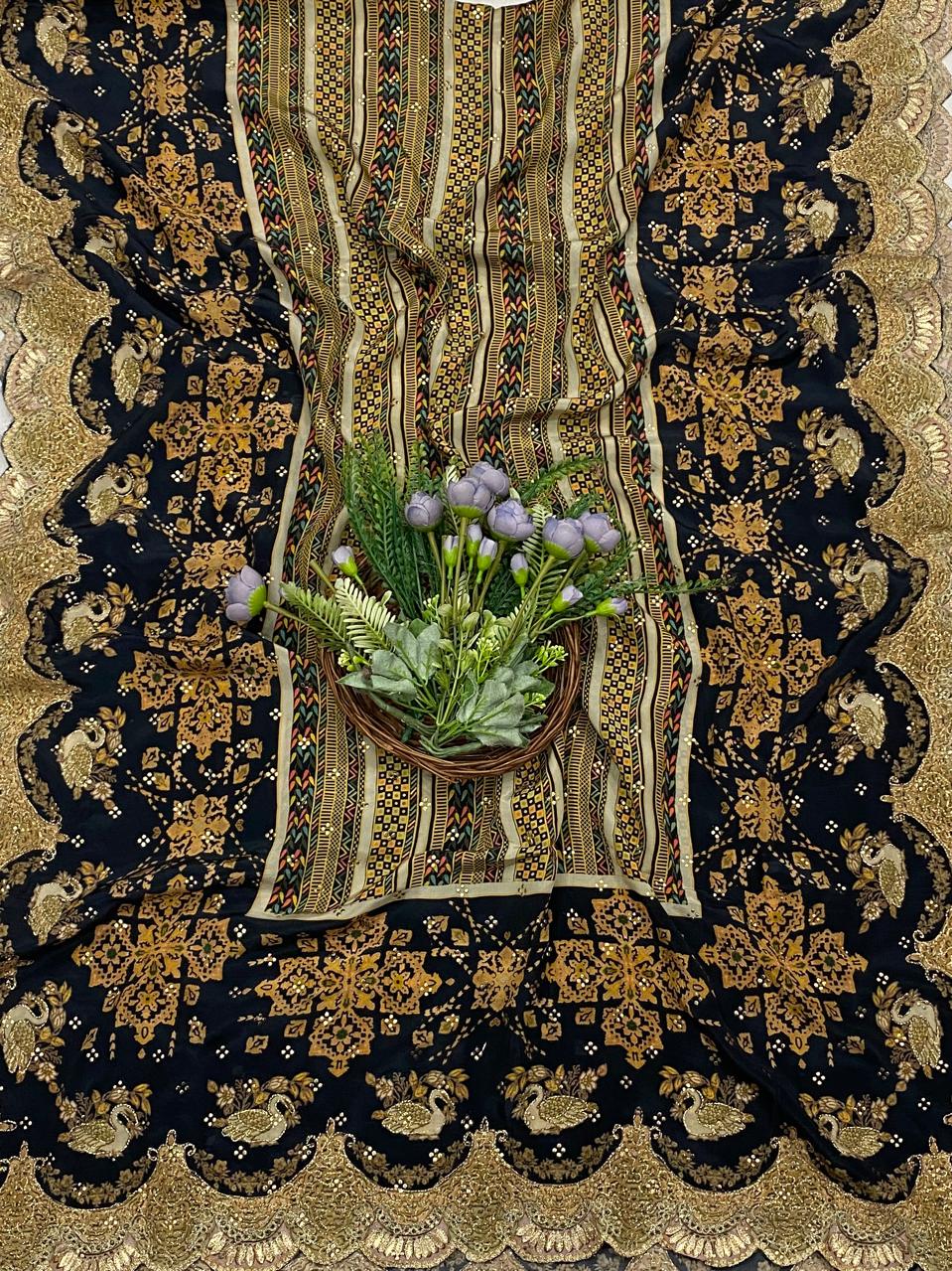435C Dola Silk Black Suit Fabric / CKC Partywear Collection