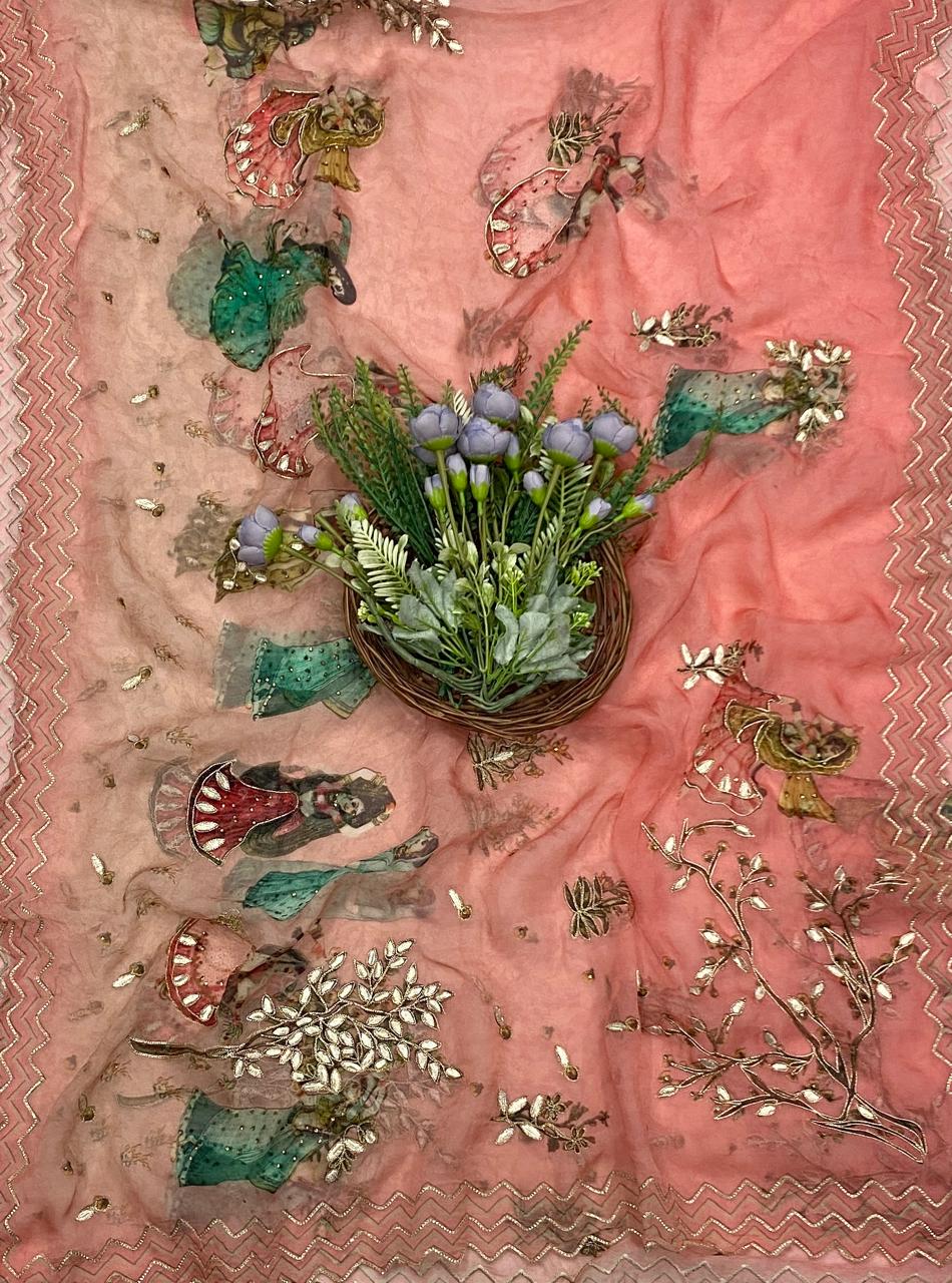 434C Banarasi Silk Dark Peach Suit Fabric / CKC Banarasi Edit