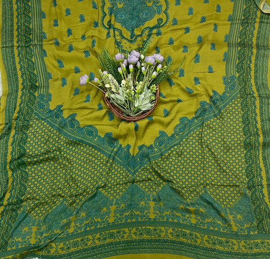 462C Crepe Green With Yellow Suit Fabric / CKC Crepe Suits
