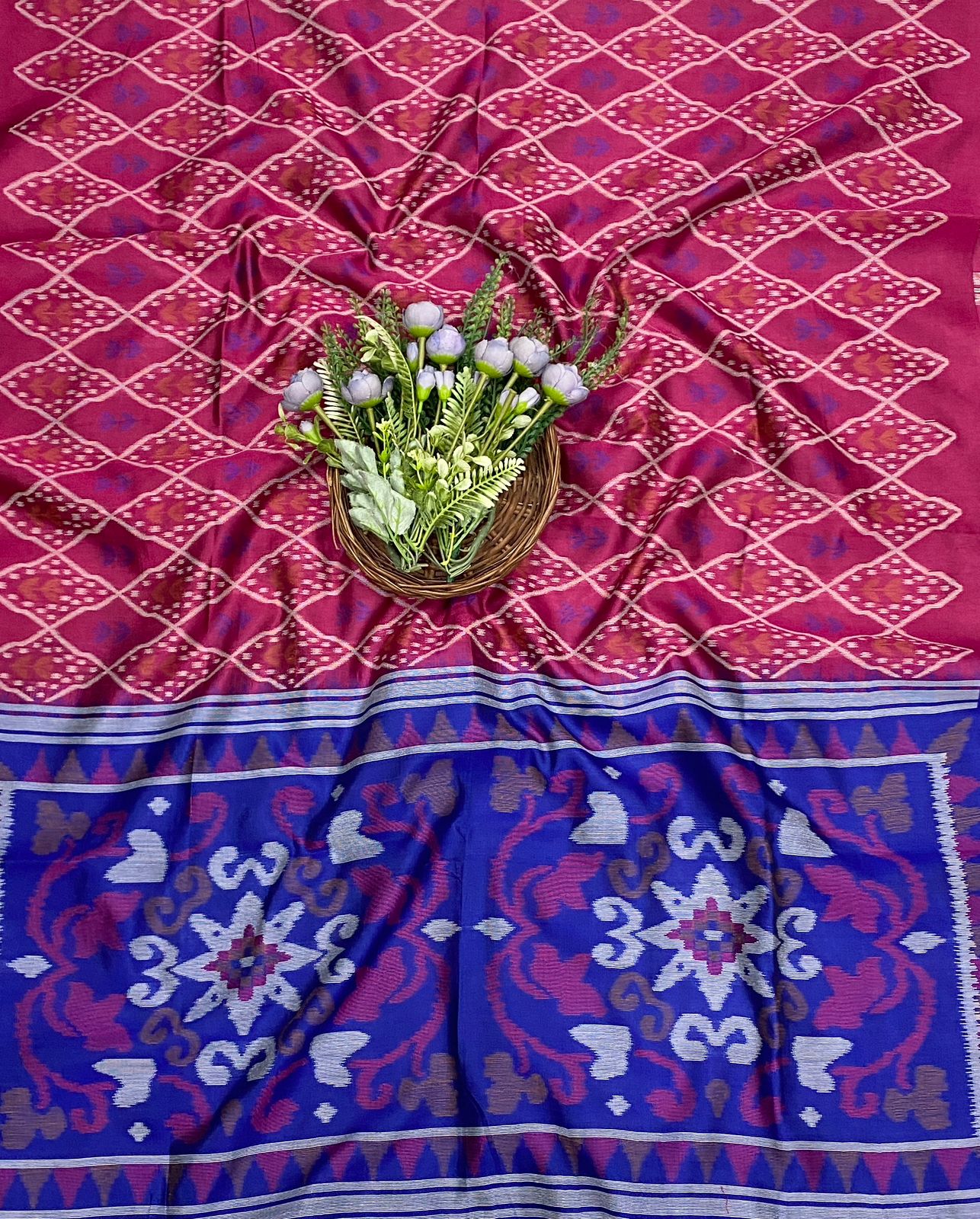 476C Jamdani Blue With Pink Suit Fabric / CKC Jamdani Suits