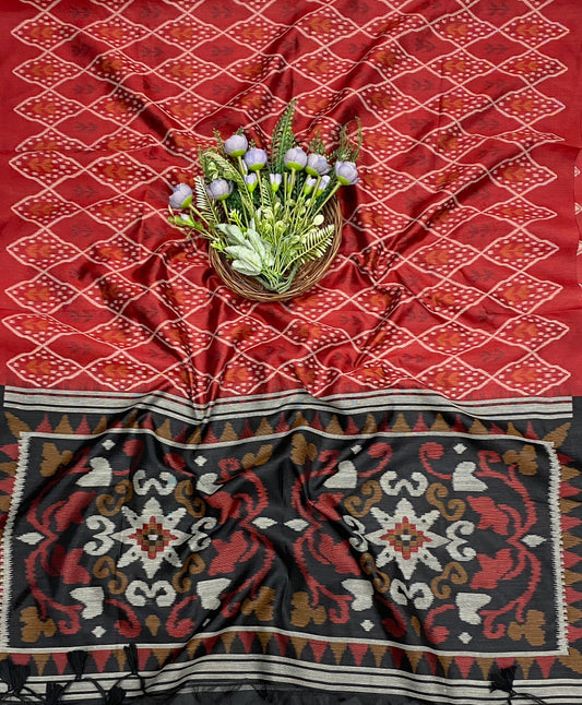 482C Jamdani Black With Red Suit Fabric / CKC Jamdani Suits