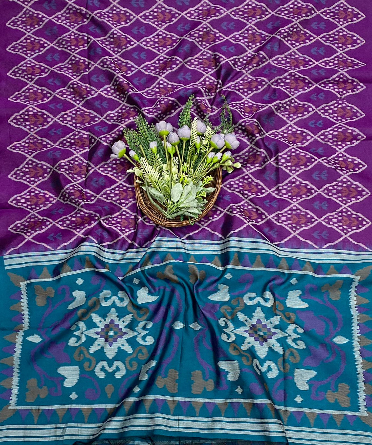 481C Jamdani Dark Sea Green With Purple Suit Fabric / CKC Jamdani Suits