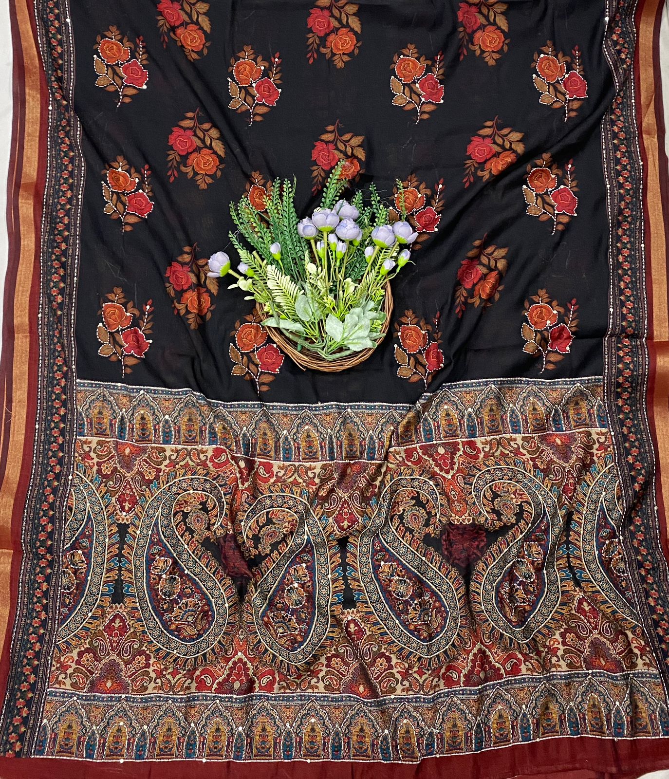 507C Maheshwari Black Suit Fabric / CKC Maheshwari Suits