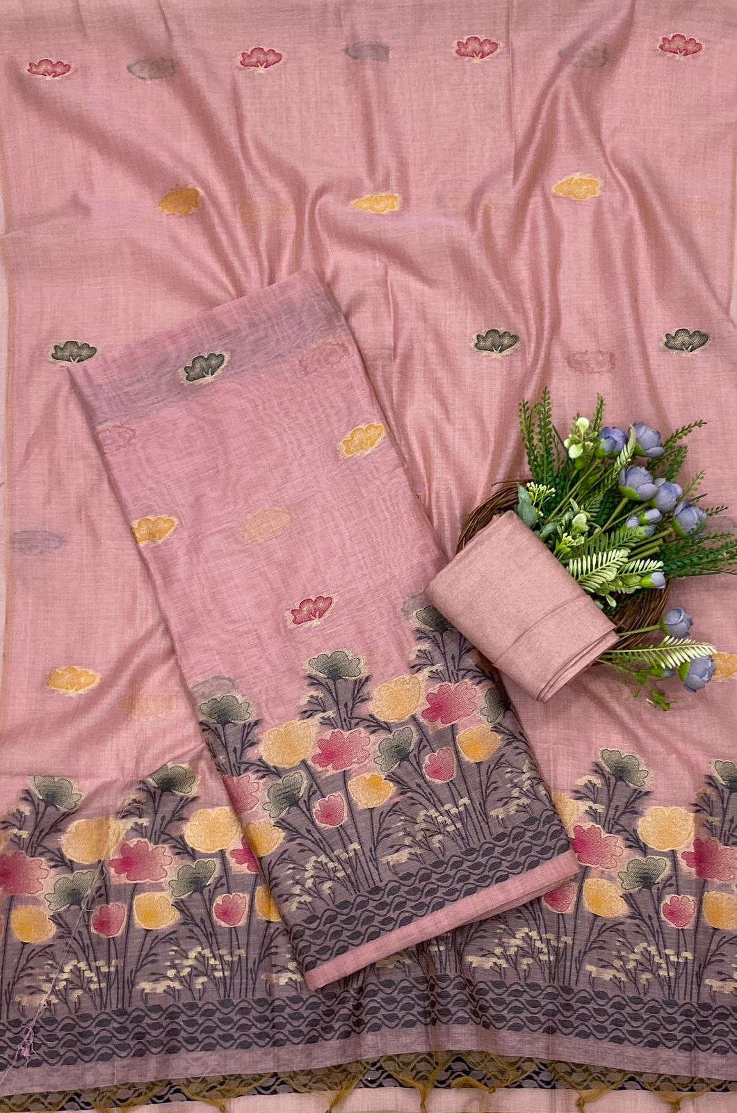 573C Jamdani Light Pink Suit Fabric / CKC Jamdani Suits