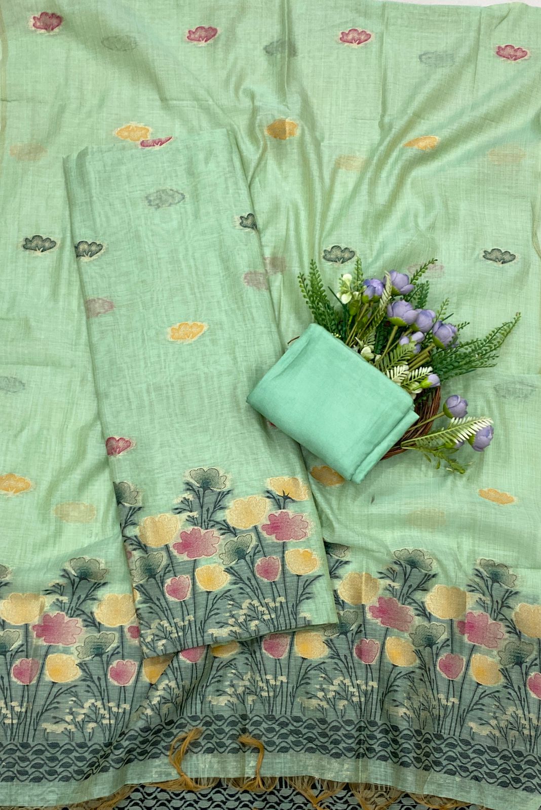 572C Jamdani Light Sea Green Suit Fabric / CKC Jamdani Suits