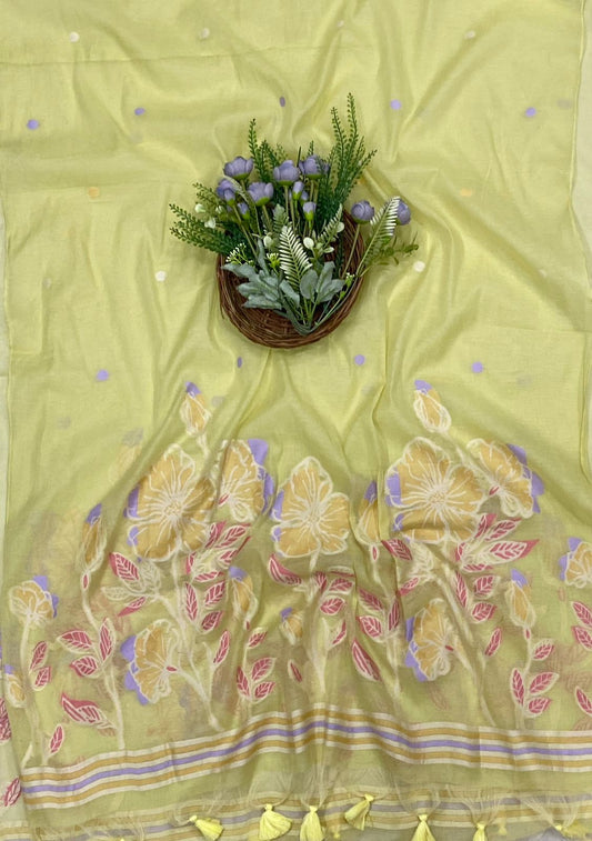 560C Mul Chanderi Lemon Suit Fabric/ CKC Mul Cotton
