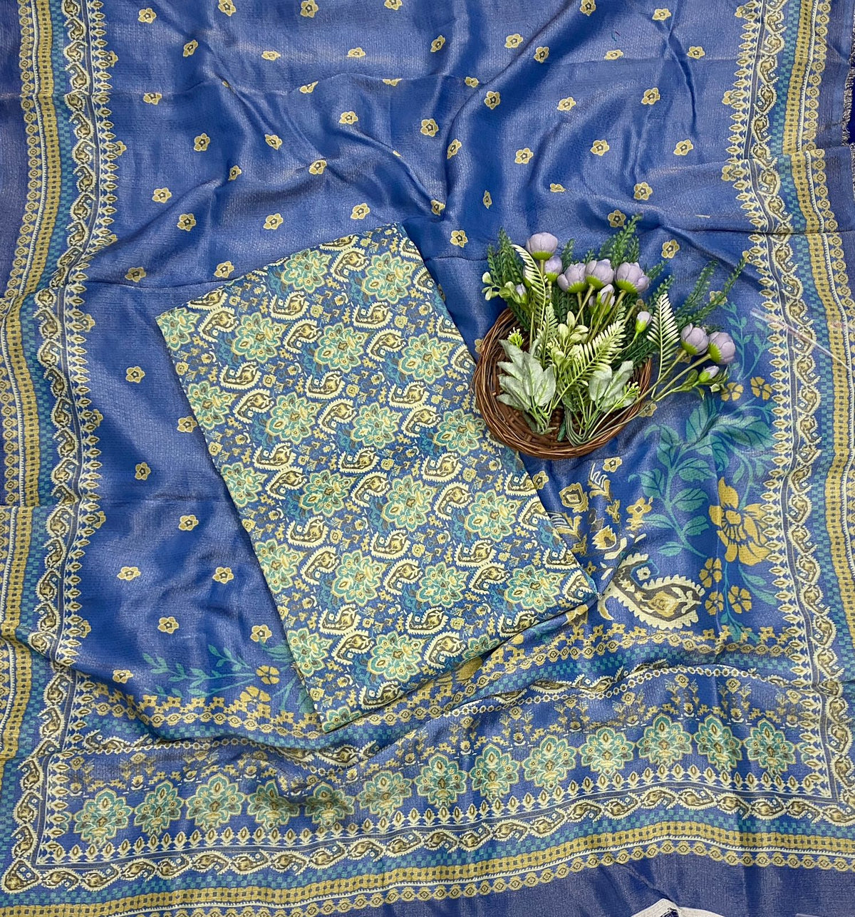 612C Shimmer Tassar Blue Fabric/ CKC Tassar Suits