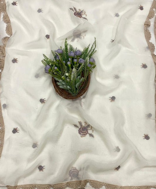 668C Organza Off White Suit Fabric/ CKC Partywear Collection