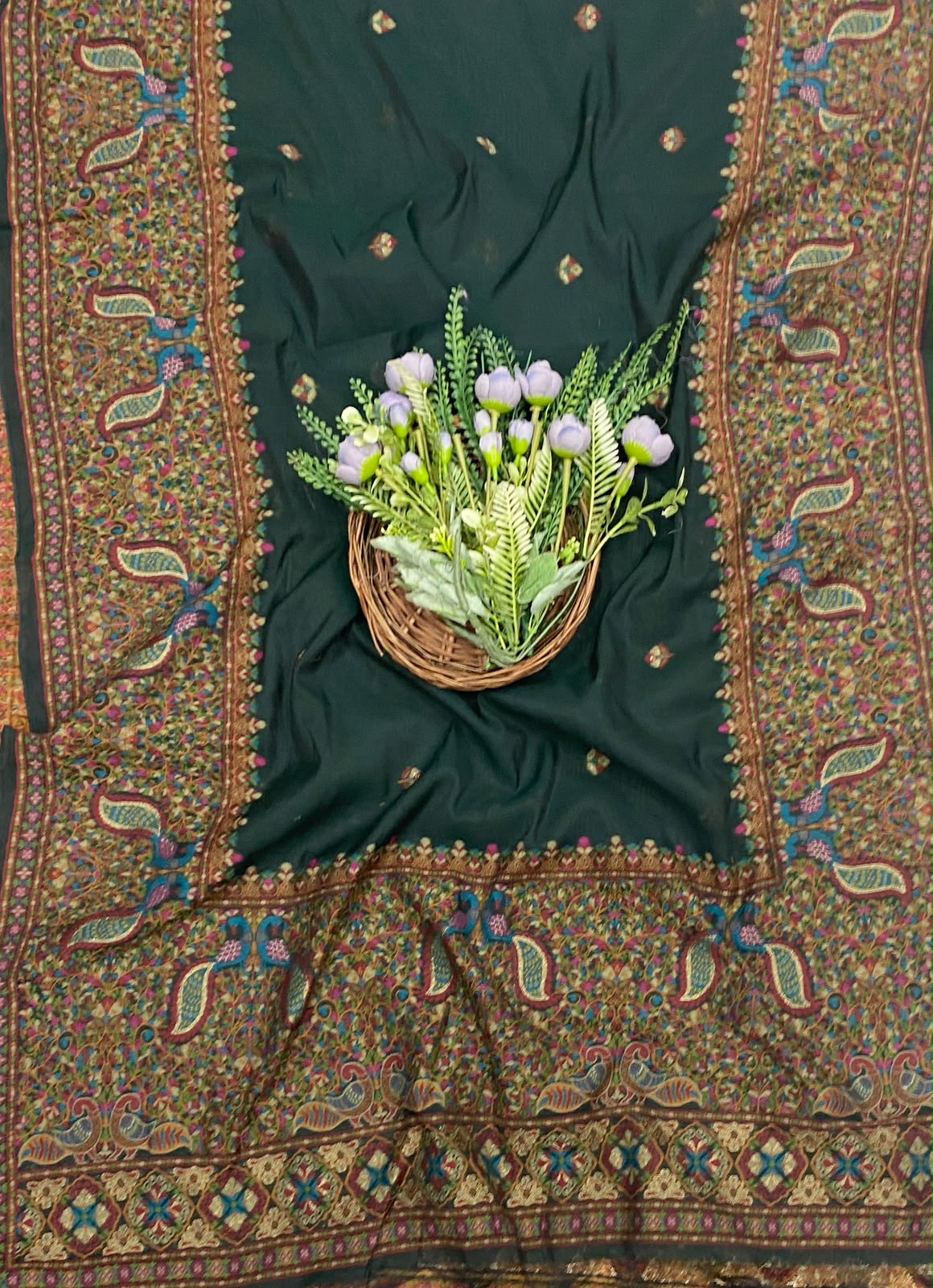 693C Jamdani Dark Green Suit Fabric / CKC Jamdani Suits