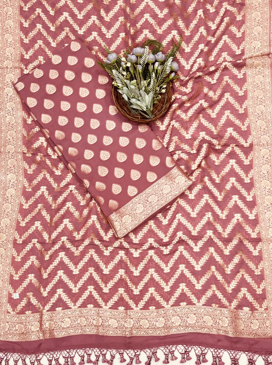 235C Banarasi Georgette Blush Pink Suit Fabric / CKC Banarasi Edit