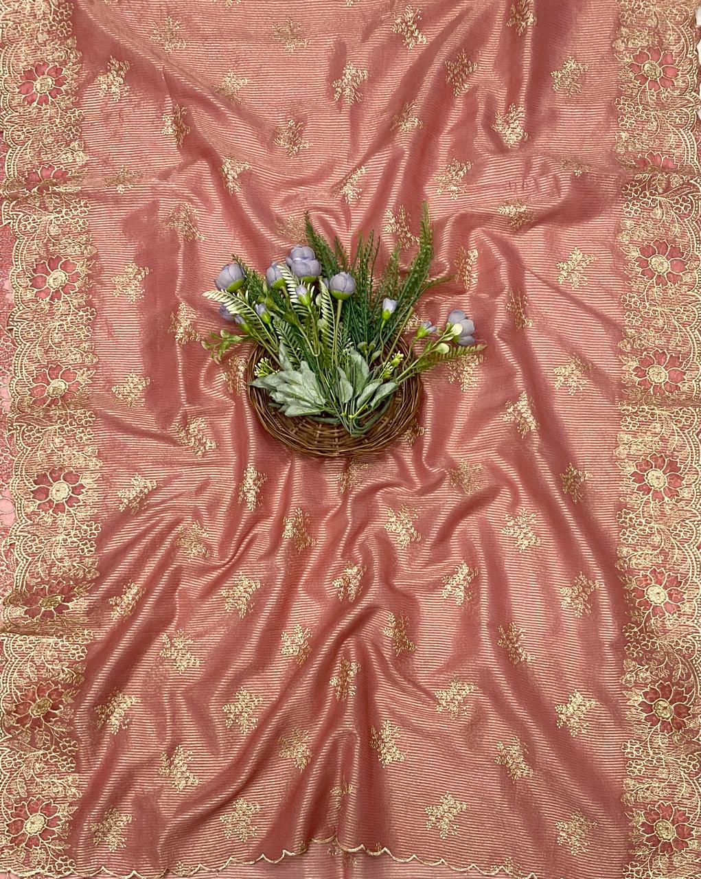 827C Shimmer Peach Suit Fabric / CKC Banarasi Edit