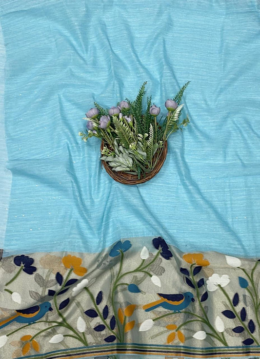 851C Shimmer Jamdani Sky Blue Suit Fabric / CKC Jamdani Suits