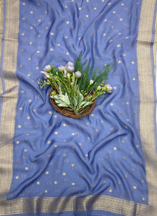 838C Banarasi Brocade Blue Suit Fabric / CKC Banarasi Edit