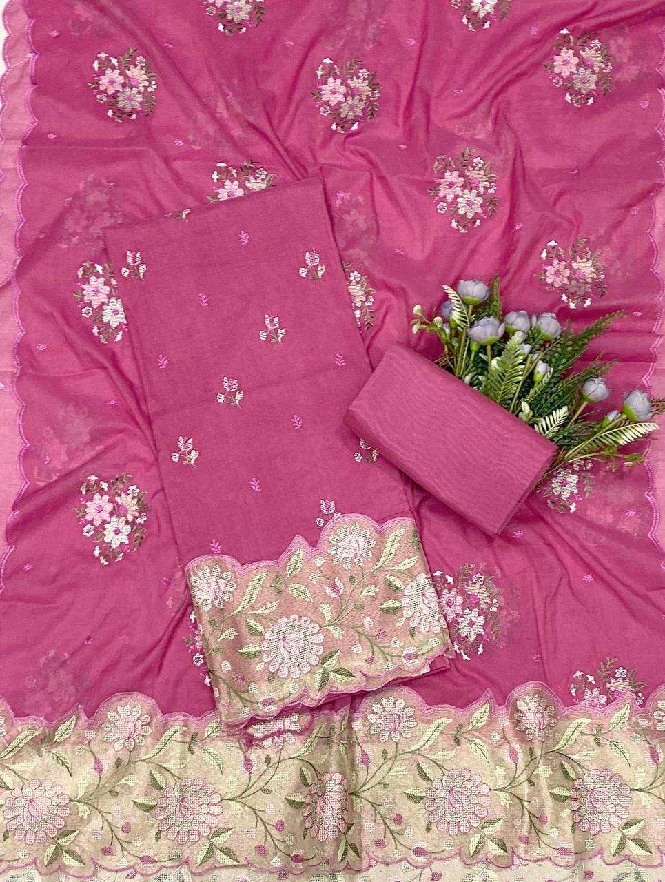 834C Mul Cotton Dark Pink Suit Fabric / CKC Mul Cotton