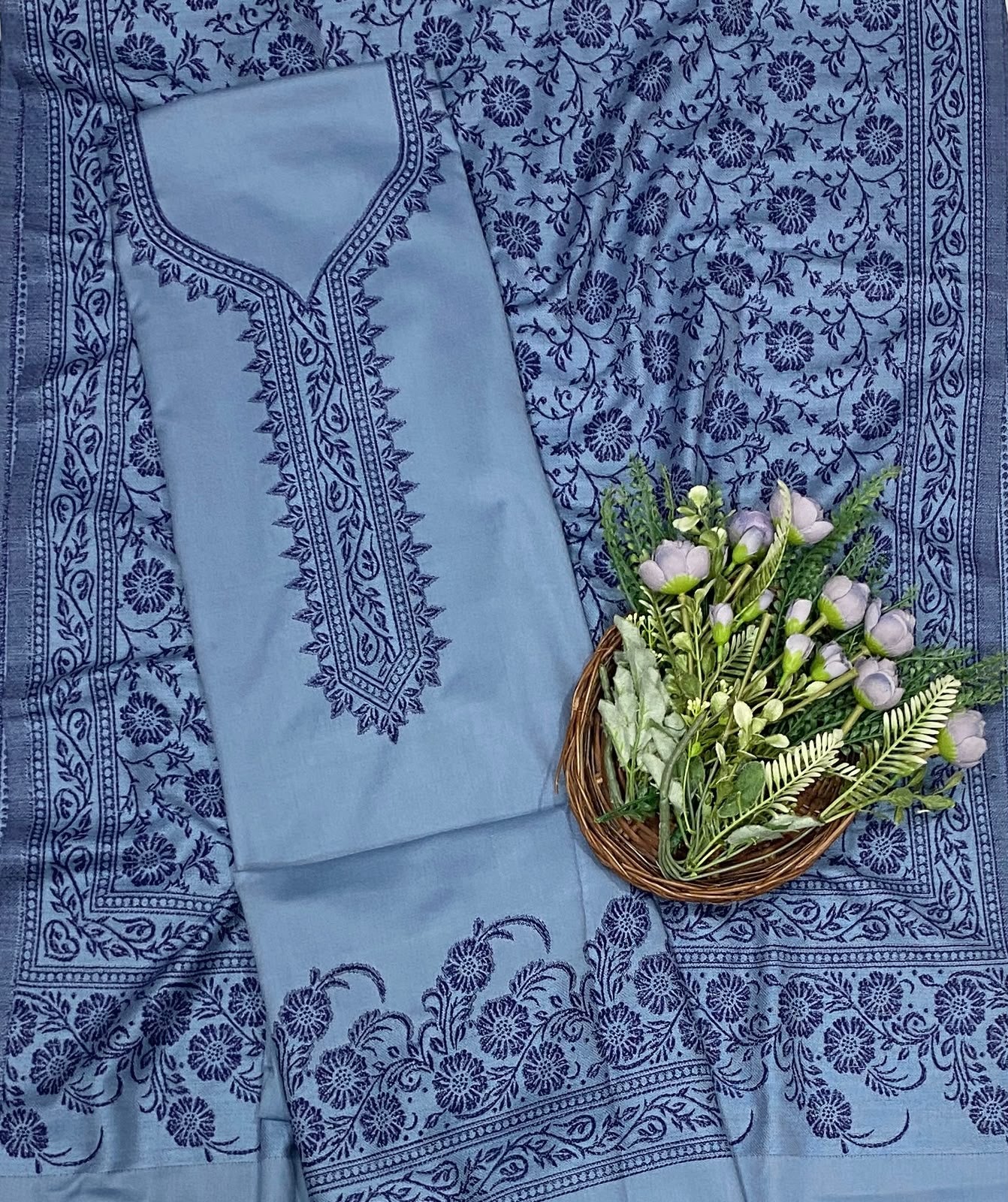 778C Pashmina Blue Suit Fabric/ CKC Winter Suits