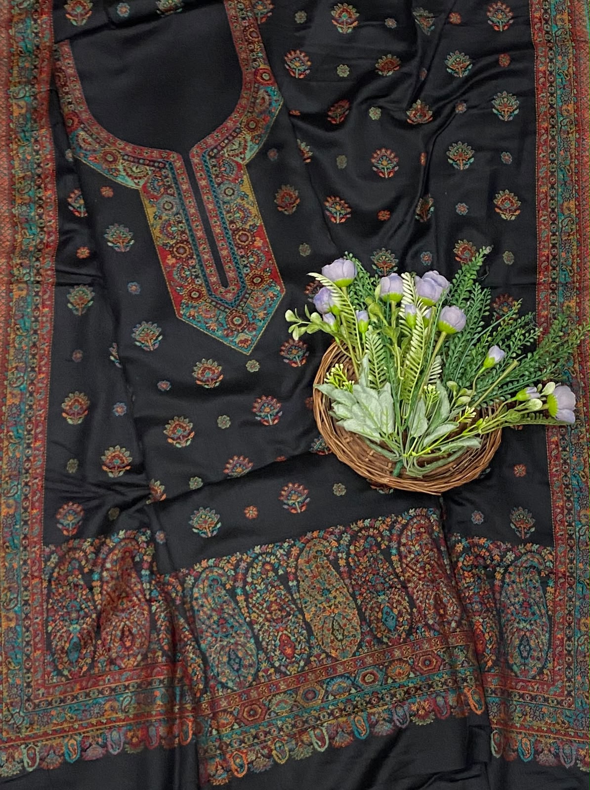 792C Pashmina Black Suit Fabric/ CKC Winter Suits