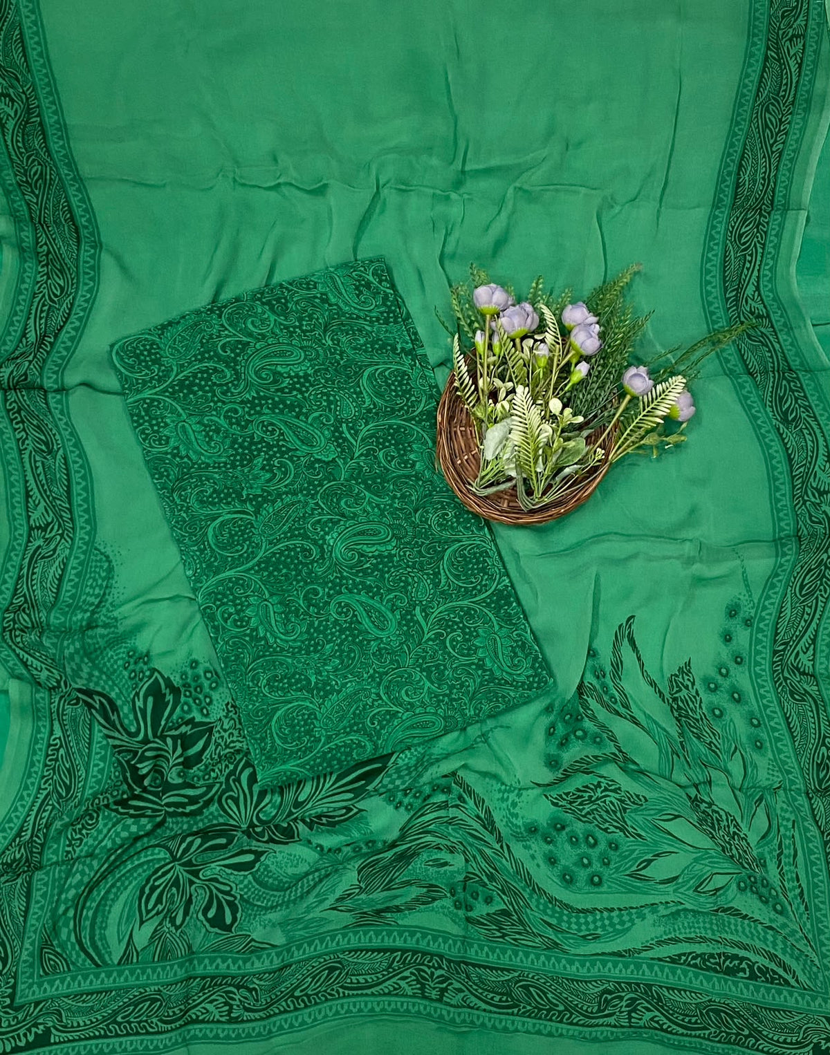 Crepe Dark Green Suit Fabric - Studio CKC