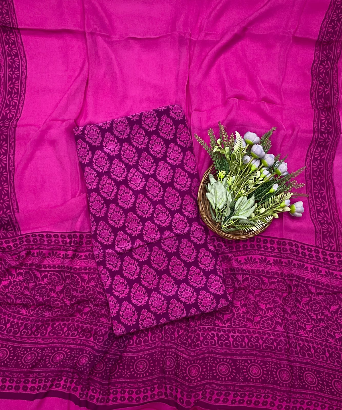 Crepe Dark Pink Suit Fabric - Studio CKC