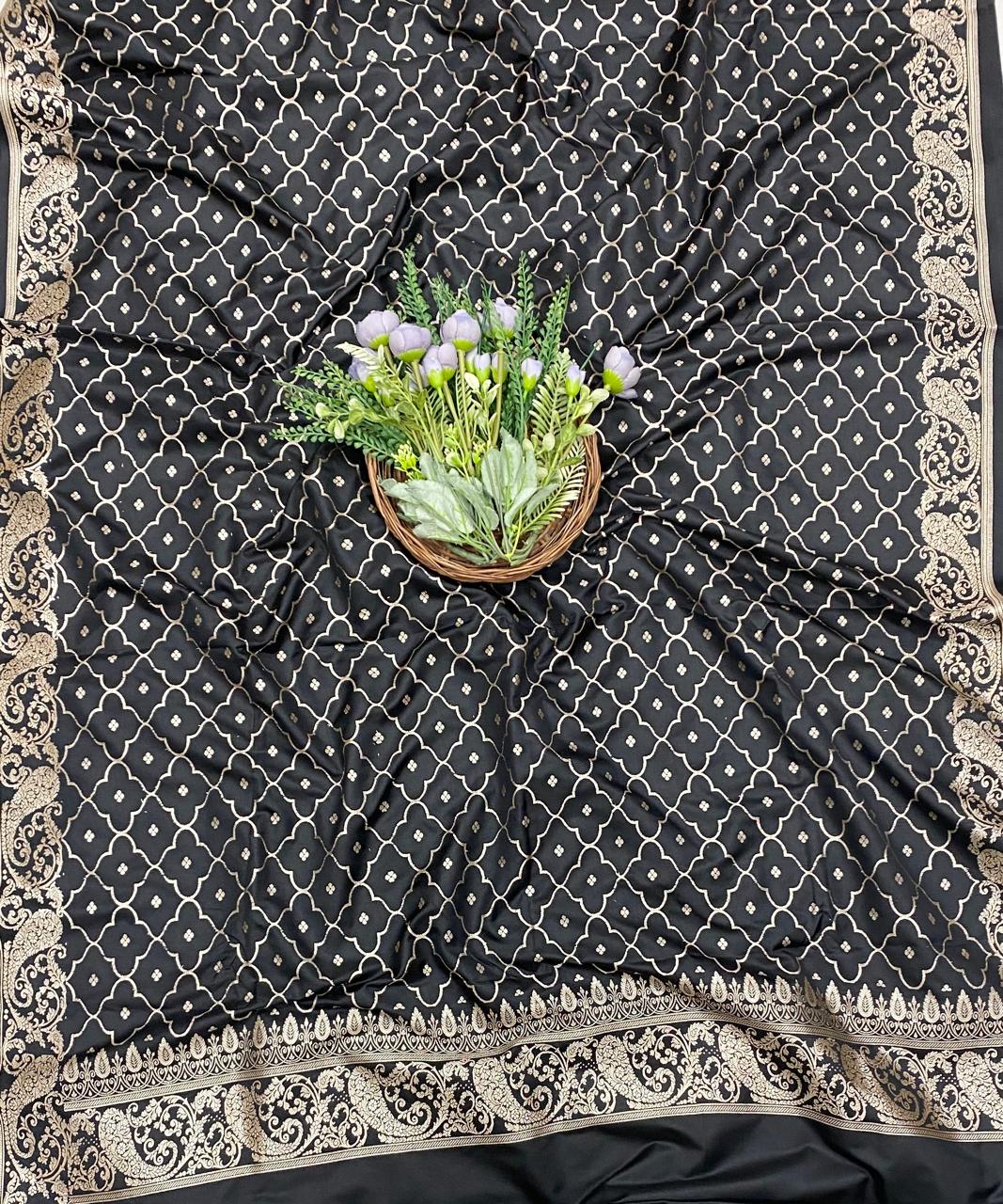 94D Banarasi Silk Black Suit Fabric / CKC Banarasi Edit