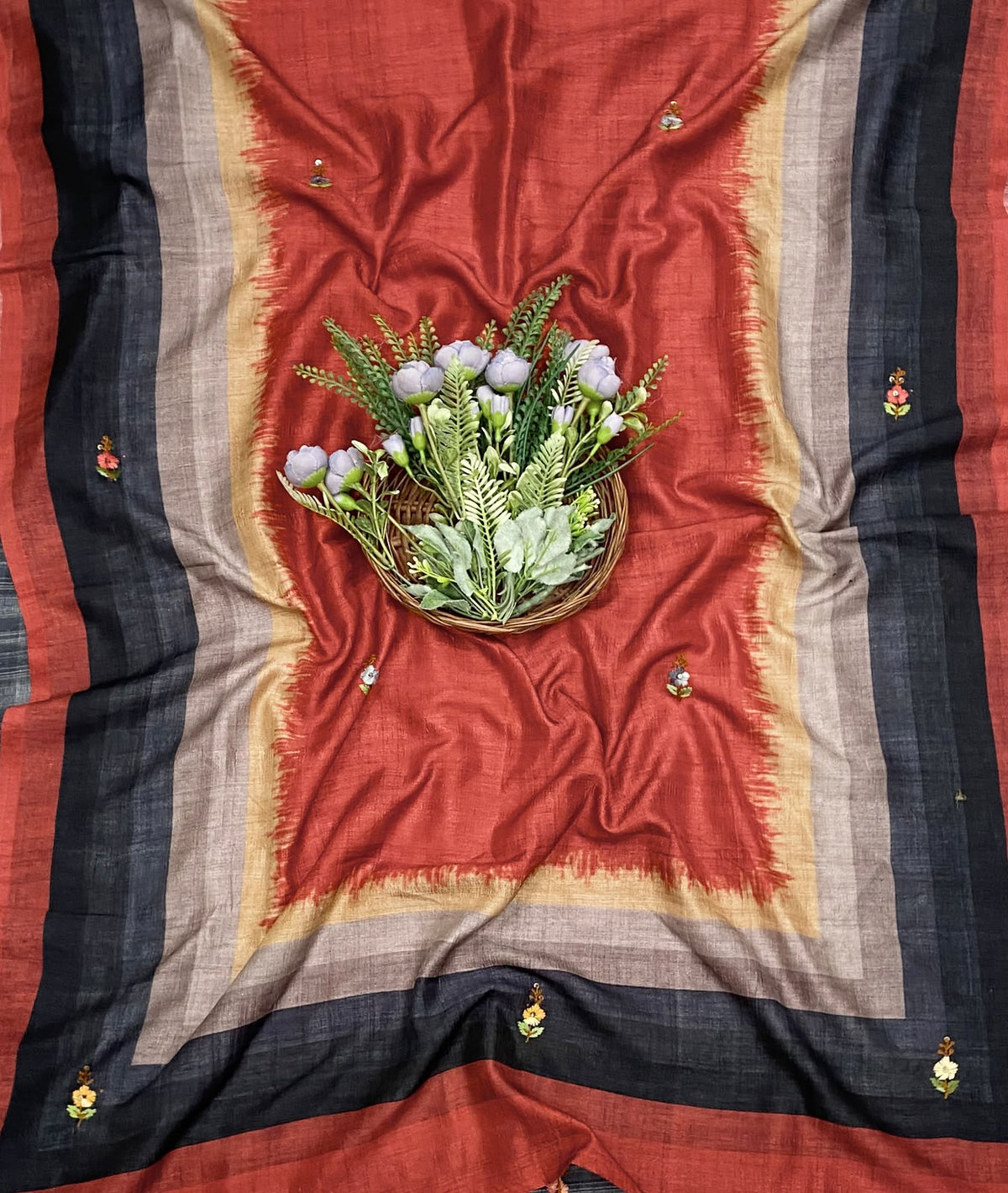 209D Tassar Silk Rust Red Suit Fabric/ CKC Banarasi Edit