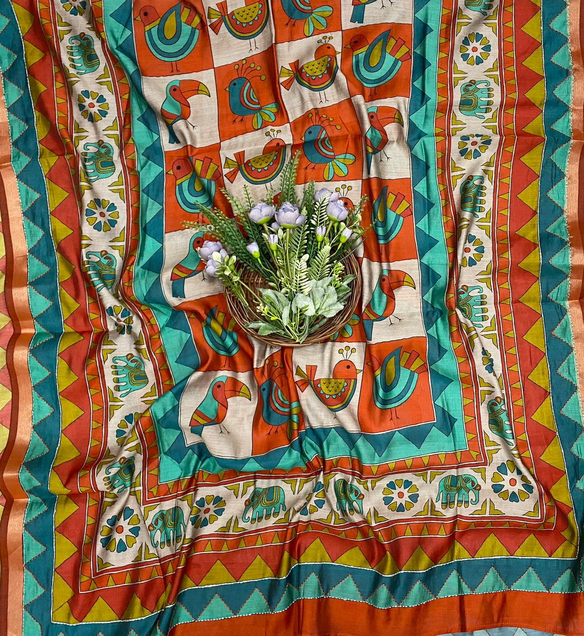 200D Maheshwari Orange Suit Fabric / CKC Maheshwari Suits
