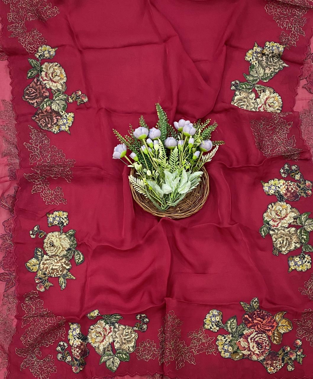 260D Pure Twill Organza Red Suit Fabric/ CKC Partywear Collection