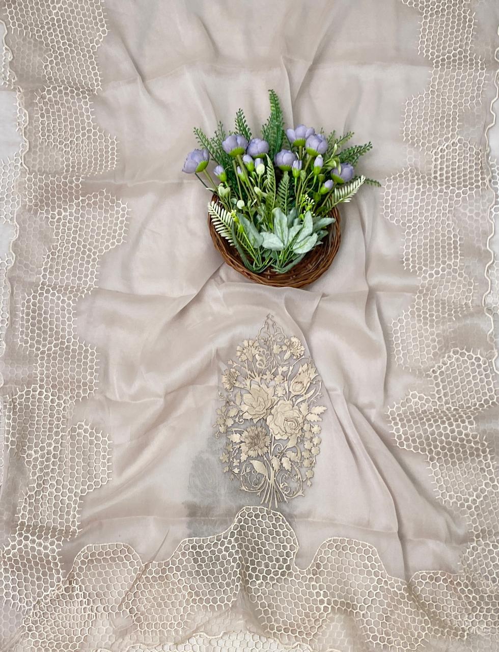 264D Pure Tissue Organza Dark Grey Suit Fabric/ CKC Partywear Collection