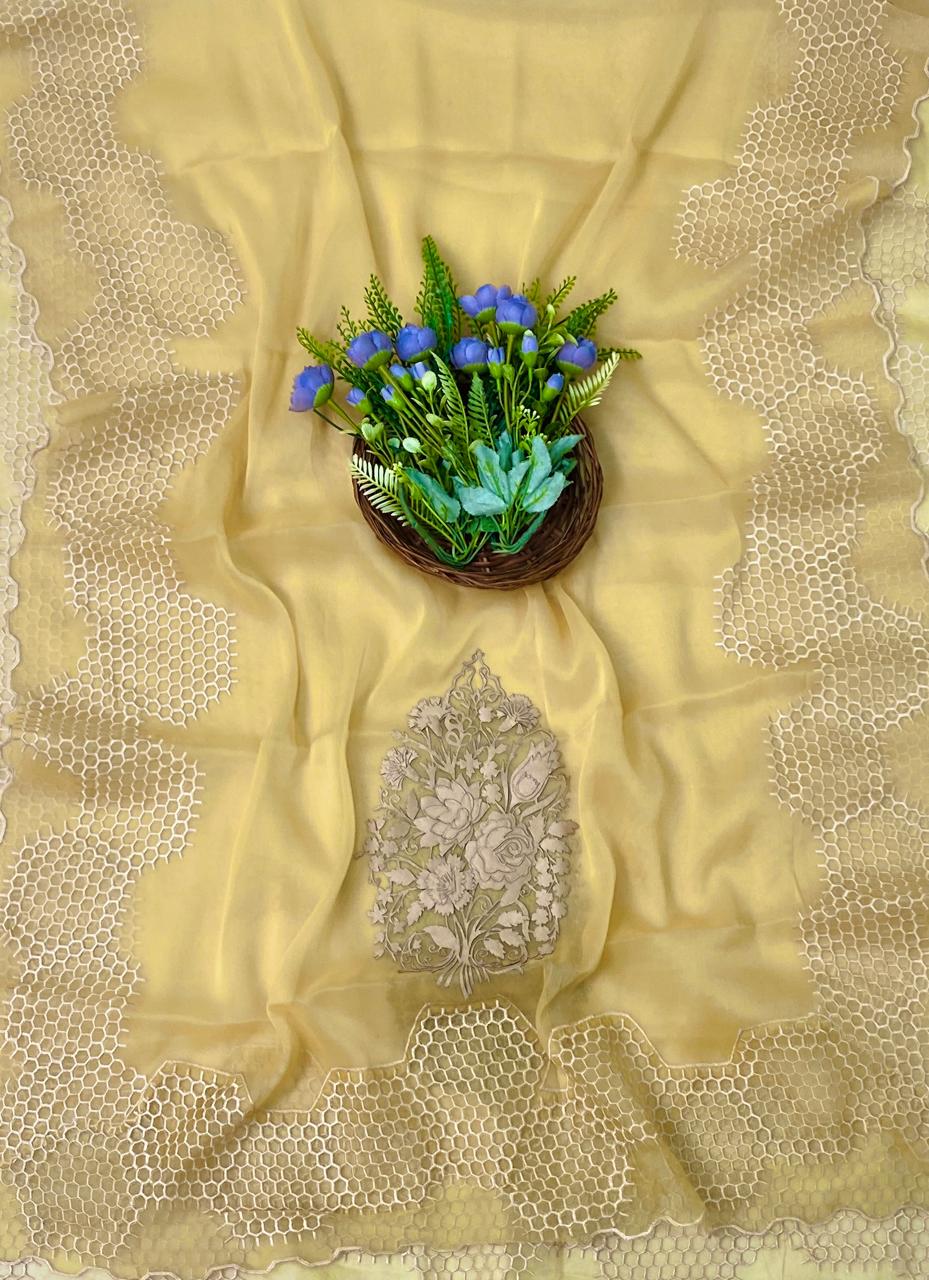 266D Pure Tissue Organza Yellow Suit Fabric/ CKC Partywear Collection