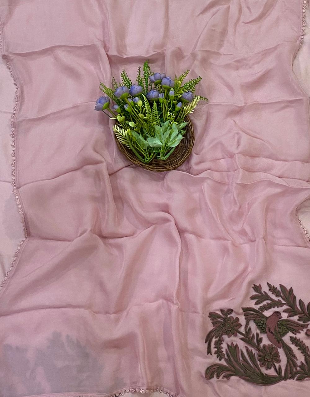 255D Pure Organza Light Pink Suit Fabric/ CKC Partywear Collection